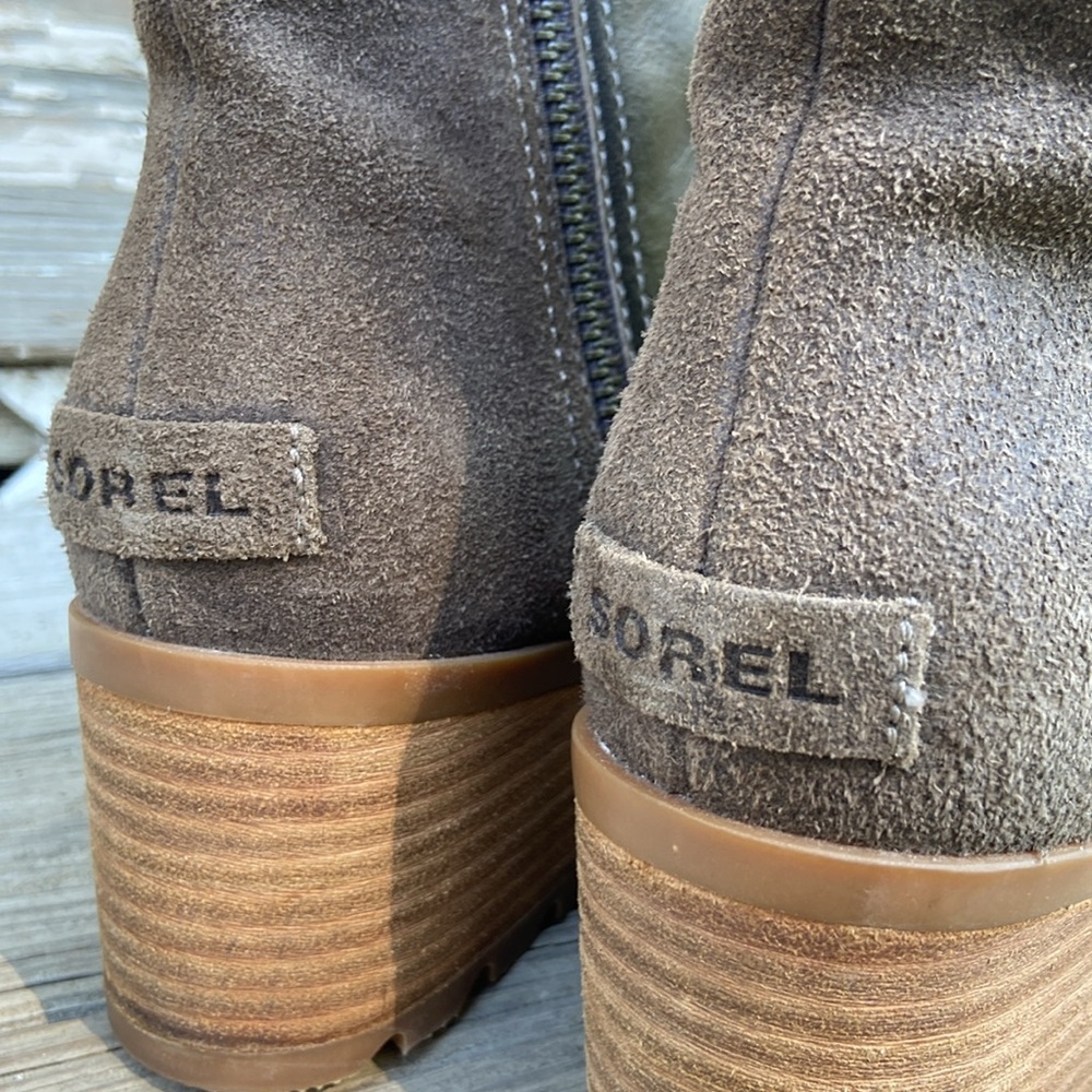 SOREL Cate Waterproof Leather & Suede Stacked Heel Boot Women’s Size 10 - Picture 12 of 14